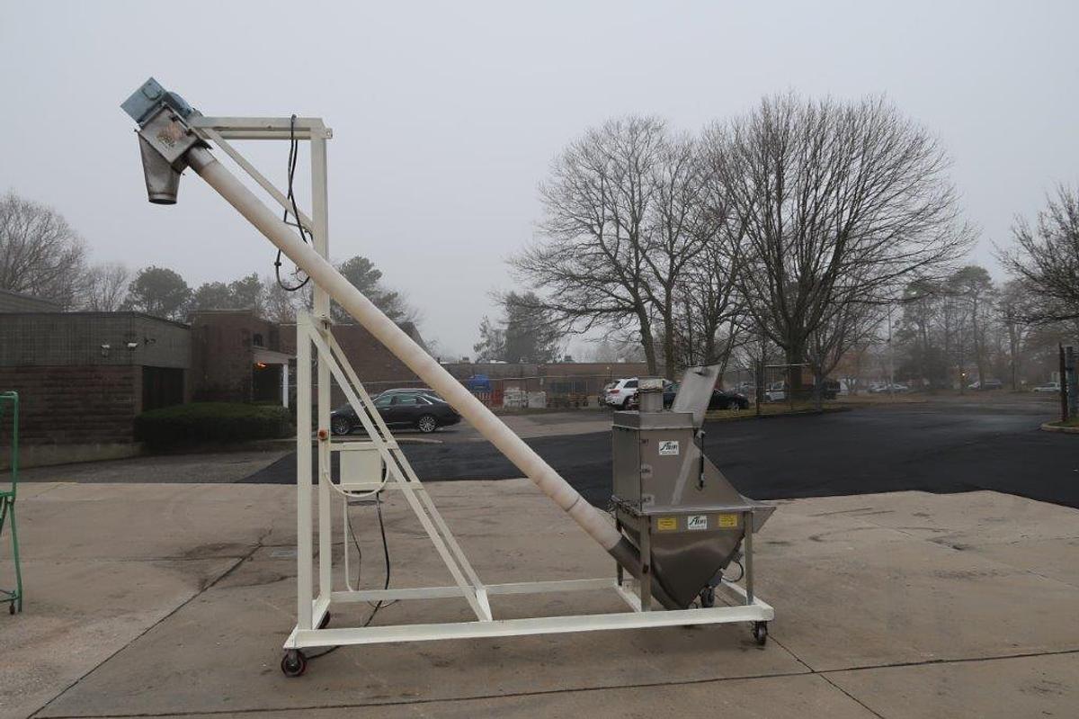 Used AIM 6 In. Diameter Inclined Flexible Screw Conveying System, Portable