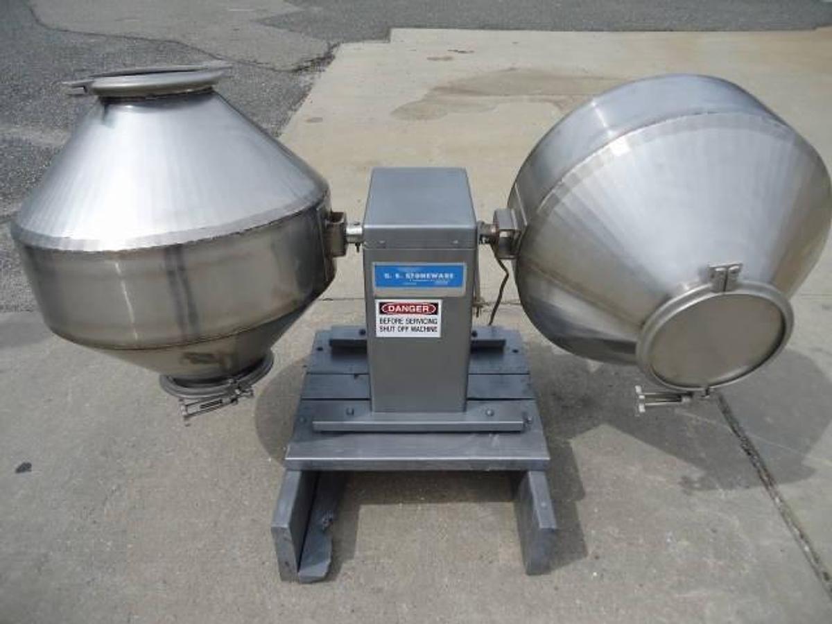 Used U.s. Stoneware Stainless Lab Double Cone Blending System, Tabletop