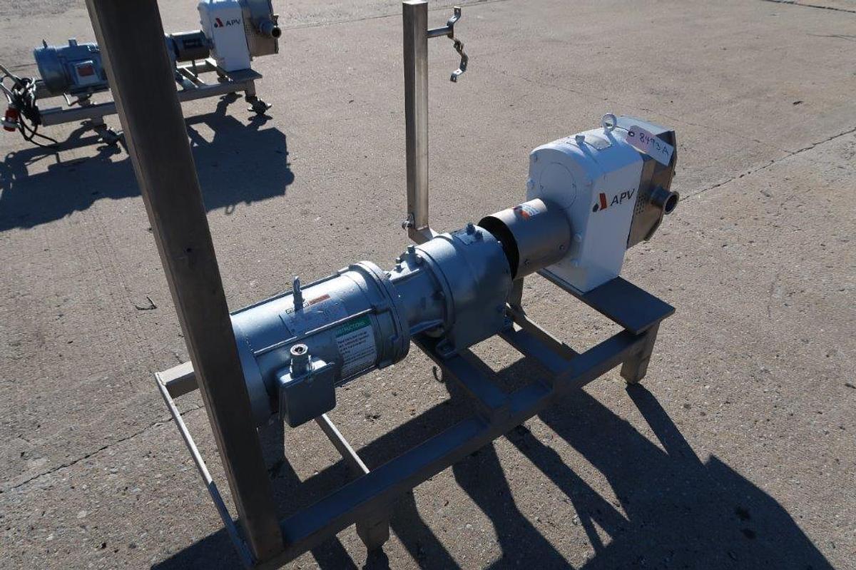 Used APV 2 In. X 2 In. Stainless Positive Displacement Pump, 5HP