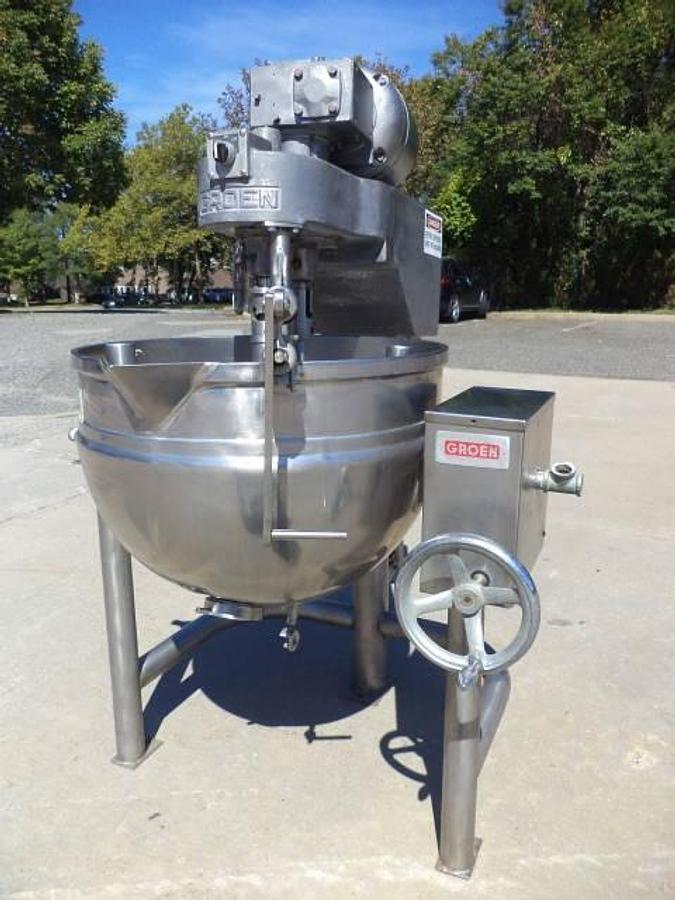 Used 20 Gallon Groen Twin Action 316 Stainless Steel Tilt Kettle, 100 PSI Jacket