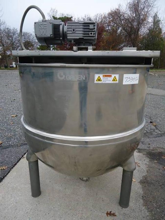 Used 200 Gallon Groen Stainless Steel Agitated Kettle, 100 Psi Jacket