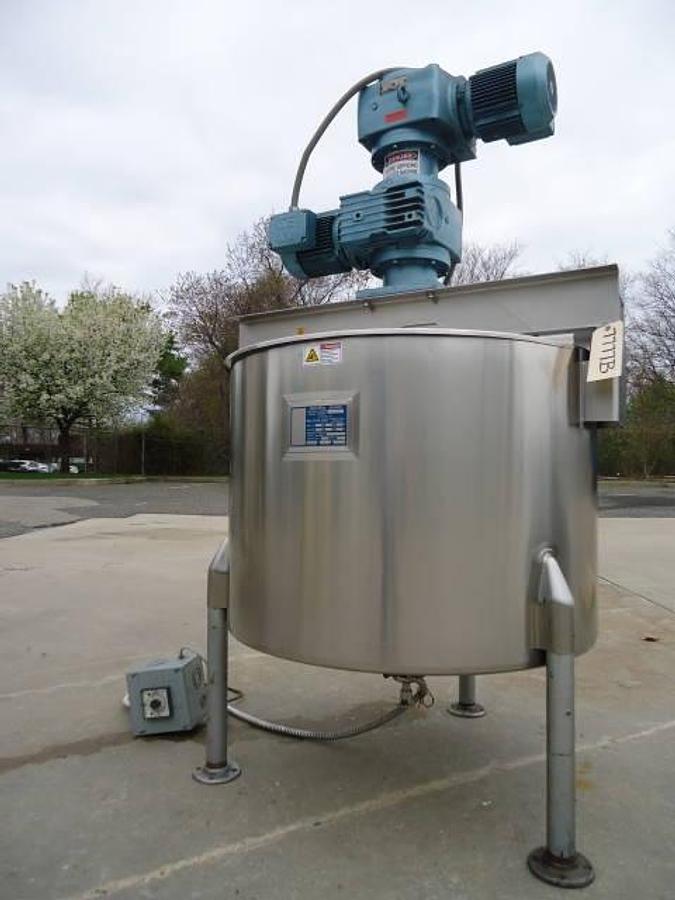 Used 100 Gallon Perma-San 316 Stainless Steel Jacketed Scraper Kettle With High Speed Turbine