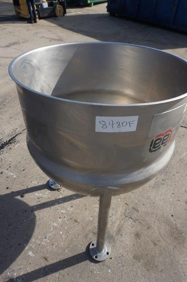 Used 80 Gallon Lee 316 Stainless Steel Hemispherical Kettle, 45 psi Jacket