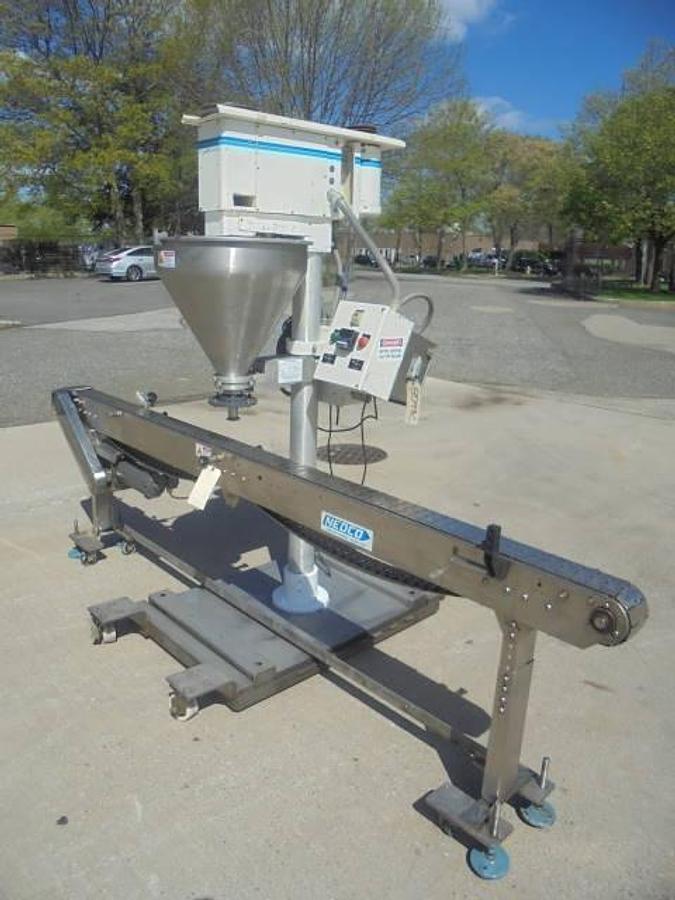 Used Mateer Burt Single Auger Powder Filler, Agitated Hopper