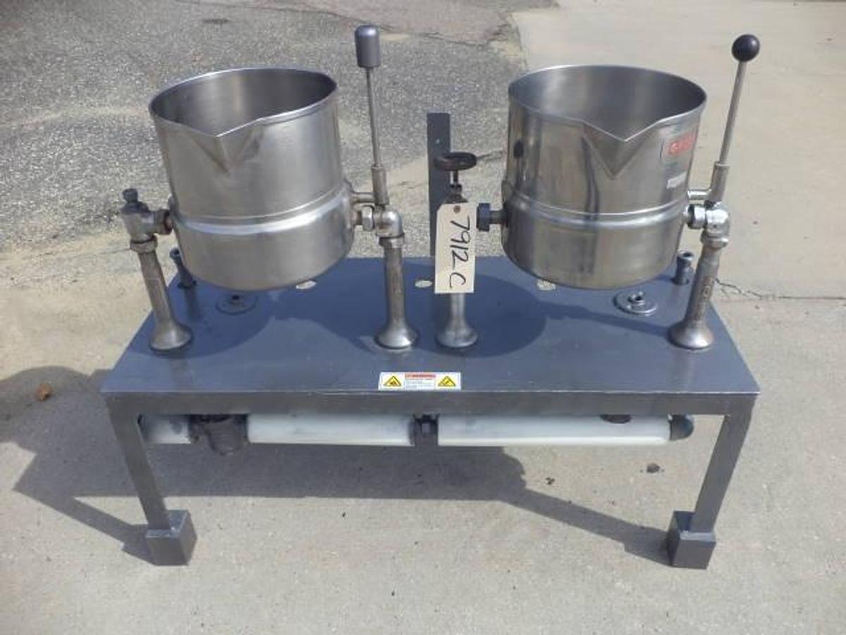 Used 5 Gallon Groen Stainless Steel Jacketed Tilt Kettles (2)