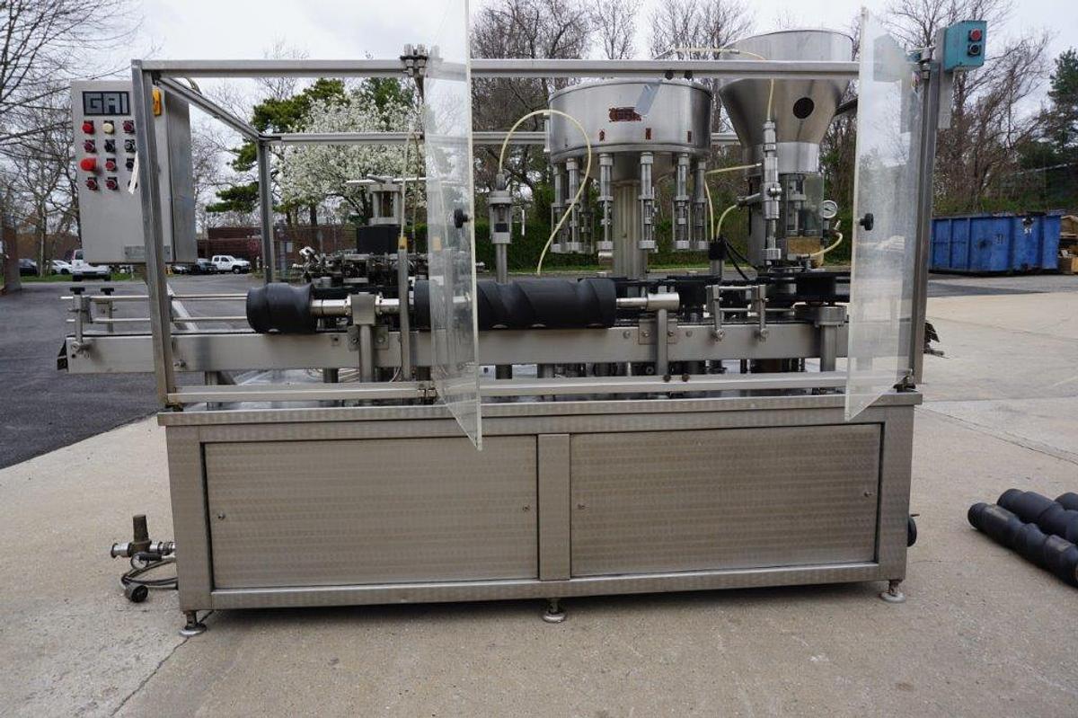 Used GAI Wine Monoblock Rinsing, Filling and Corking Line