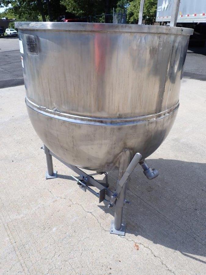 Used 125 Gal Groen 316SS Hemispherical Kettle, 100 PSI Jacket