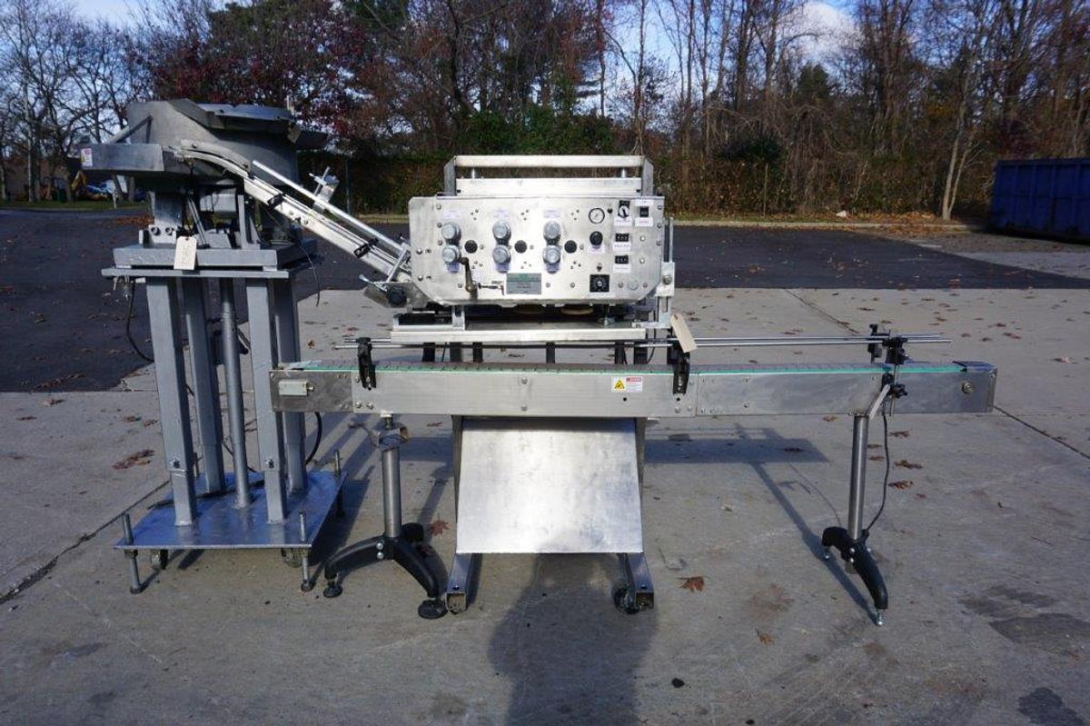 Used ELF CT600 Six Spindle Automatic Screw Capping Machine, Stainless Steel Frame