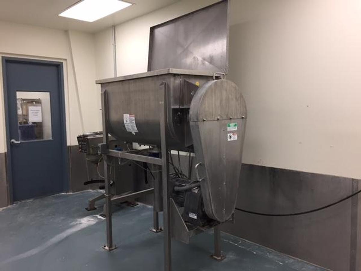 Used 15 Cu.Ft. Aaron Stainless Steel Ribbon Blender, Center Bottom Discharge