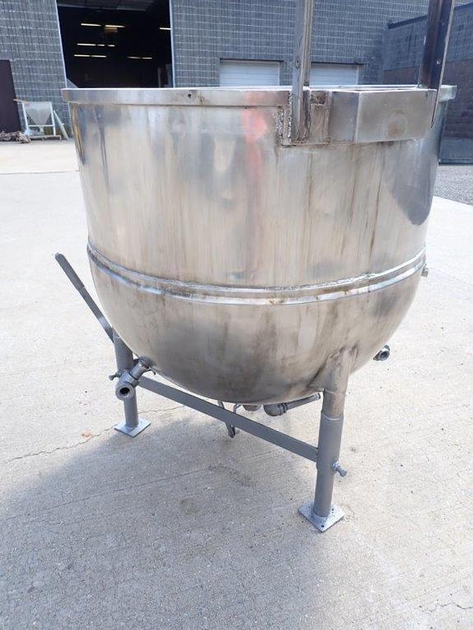 Used 125 Gal Groen 316SS Hemispherical Kettle, 100 PSI Jacket