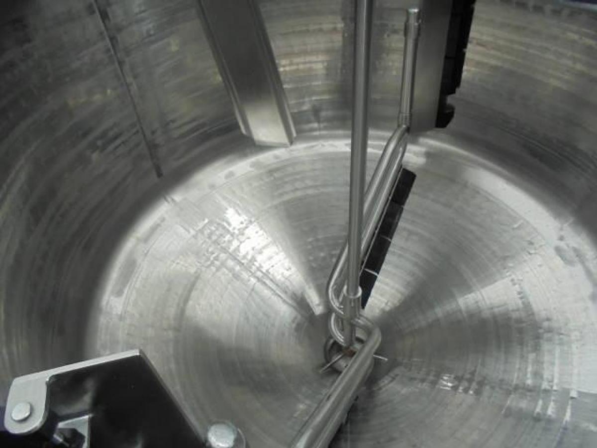 Used 600 Gallon Mueller Scrape Surface Cone Bottom Mix Kettle, 90PSI Jacket