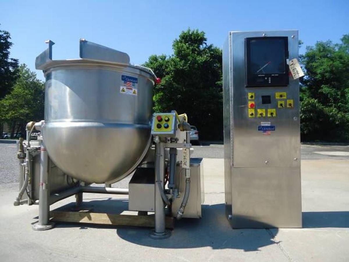 Used 100 Gallon Cleveland Range Jacketed, Agitated Tilt Kettle, Usda