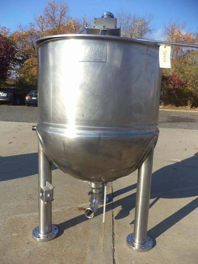 Used 200 Gallon Lee 316 Stainless Steel Scraper Agitated Kettle, 100 PSI Jacket