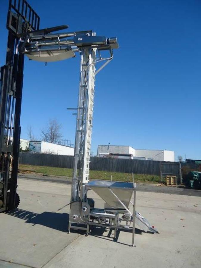 Used 15 Ft. High Stainless Steel Bucket Elevator, 6 In. X 12 In. Buckets