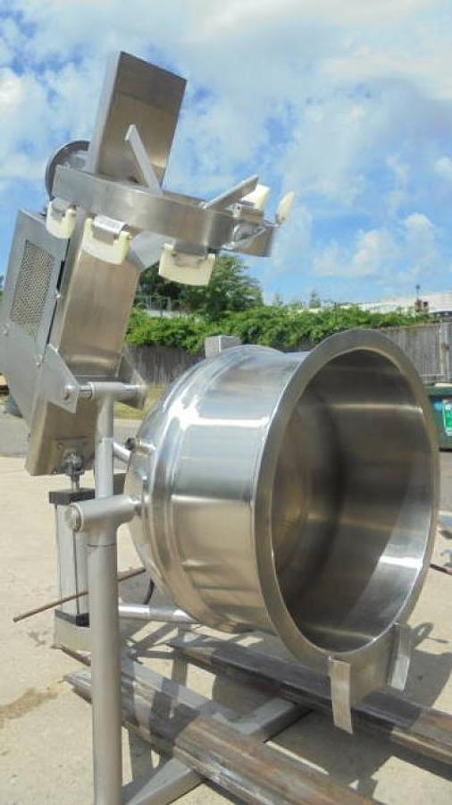 Used 60 Gallon Befco Stainless Steel Jacketed Double Motion Kettle, Tilt Out Agitation