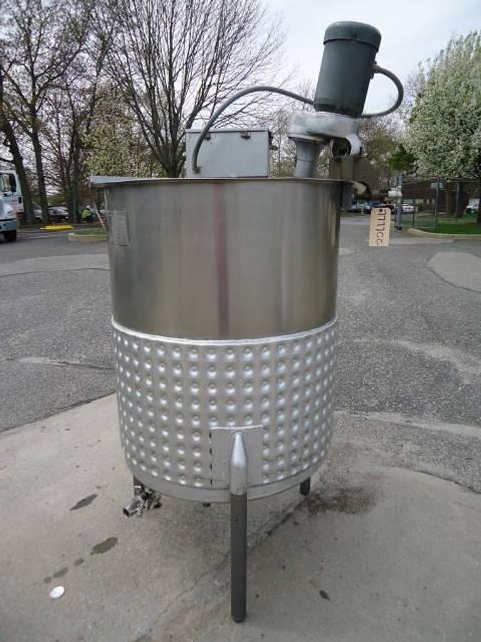 Used 224 Gallon Chem-Tek Stainless Dimple Jacketed Mix Tank, 50 Psi