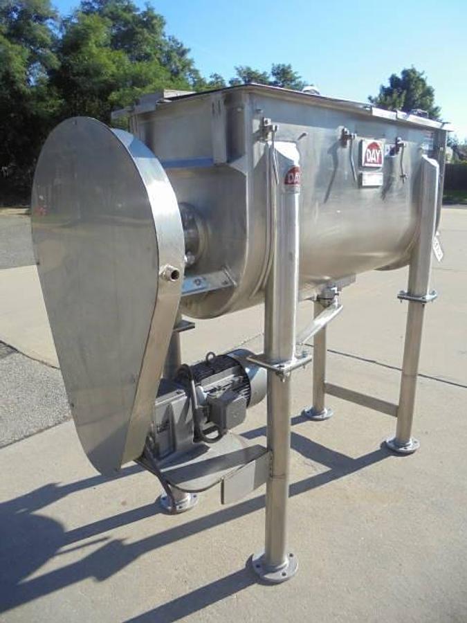 Used 17.5 Cu. Ft. Day Stainless Sanitary Double Ribbon Blender, 8 In. Center Bottom Discharge