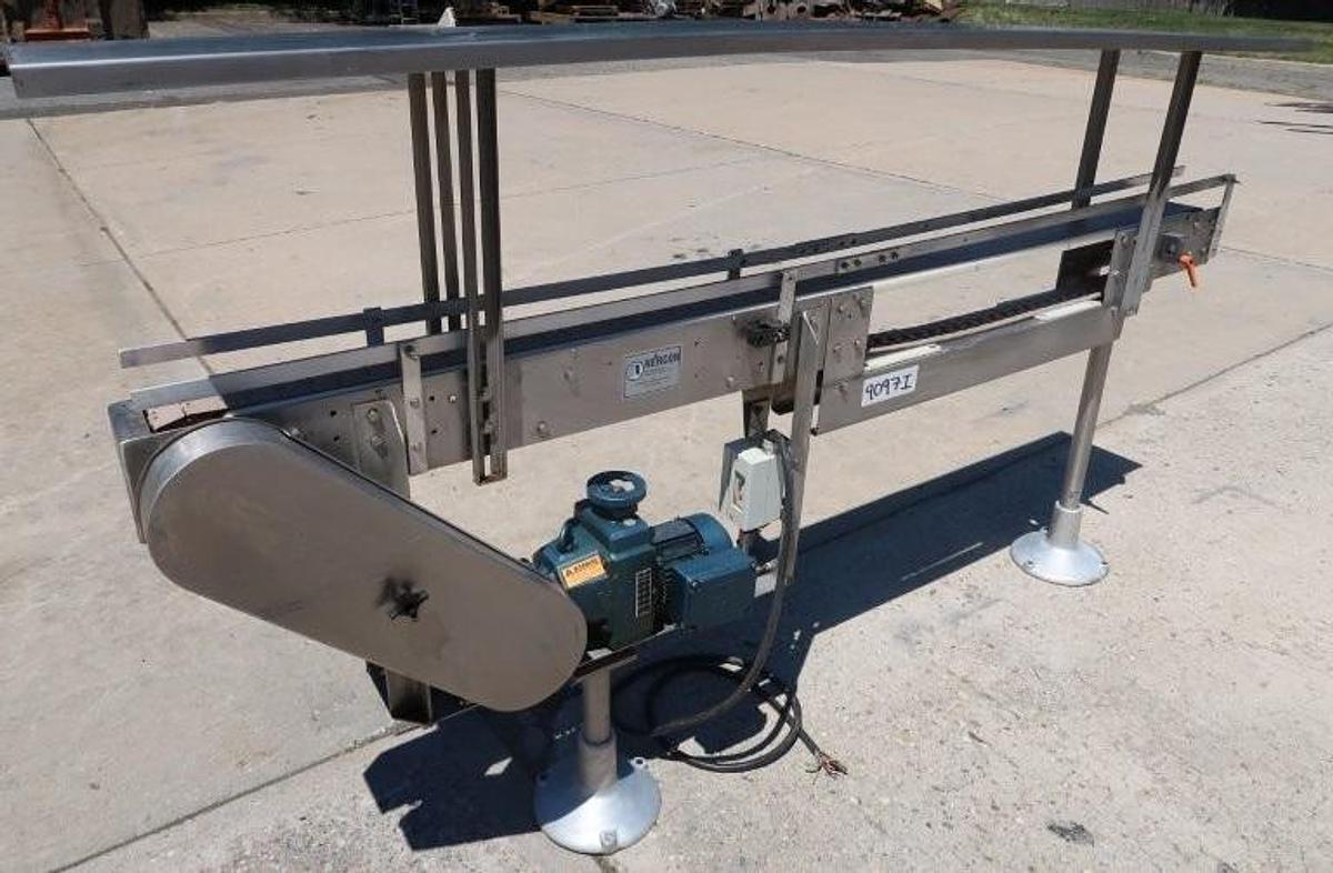 Used Nercon Engineering SS Bottle Conveyor, 3-1/4 In. Wide X 93 In. Long
