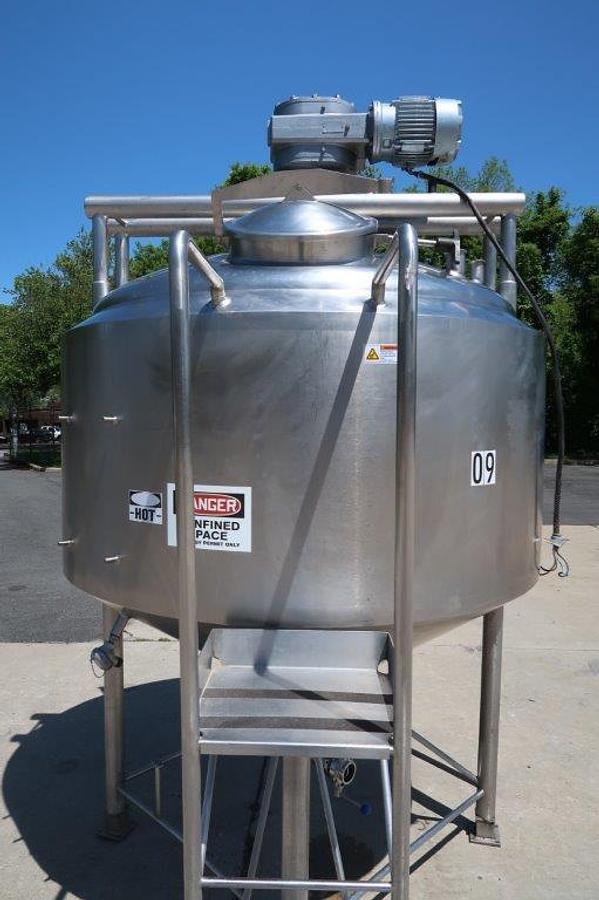 Used APV/Crepaco 600 Gallon 316 Stainless Jacketed Closed Mixing Kettle/Tank,  100 PSI Jacket
