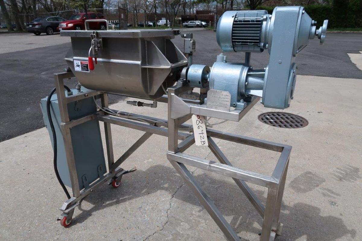 Used .6 Cu. Ft. Lowe Industries Lab Size Double Ribbon Blender, Jacketed, Variable Speed