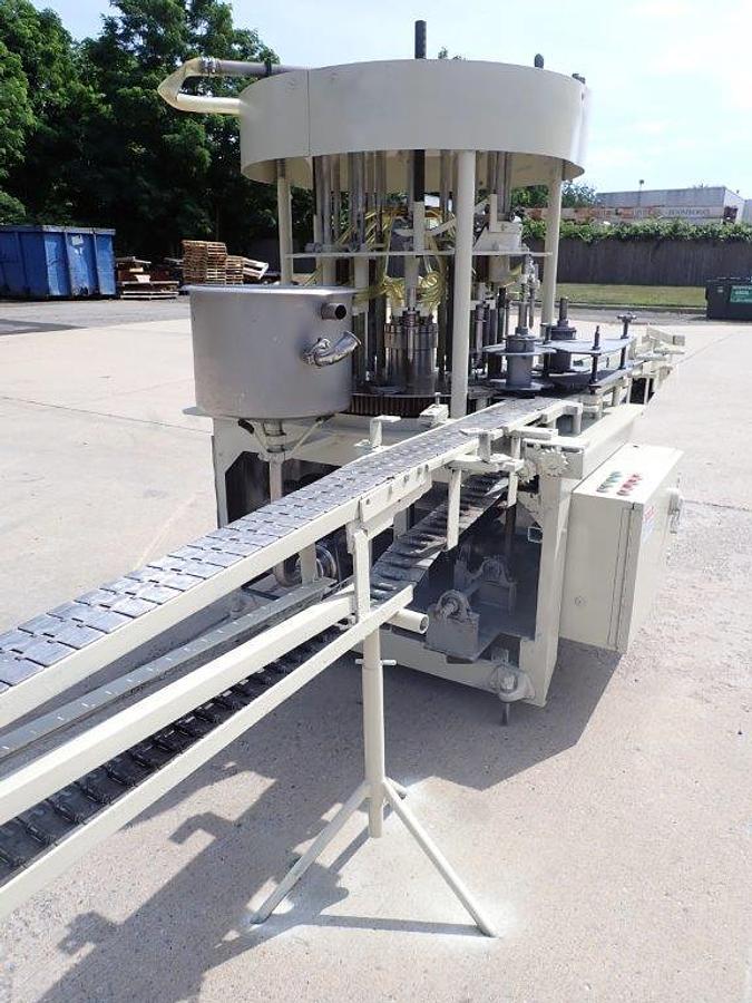 Used New Way 12 Spout Rotary Pressure Gravity Liquid Filling Machine, 8-1/4 In. Centers