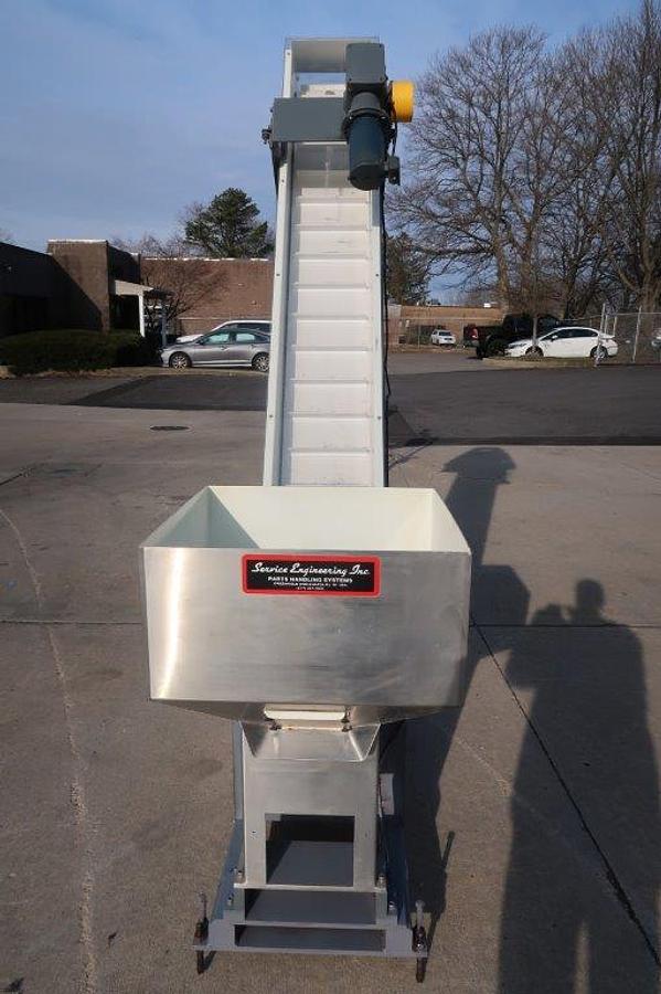 Used Hytrol 12 In. Wide Inclined Cleat Belt Conveyor/Feed, 80 In. Discharge Height