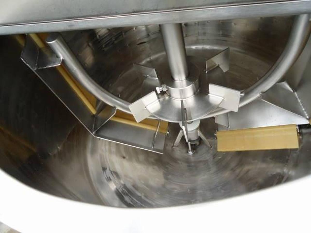 Used 100 Gallon Perma-San 316 Stainless Steel Jacketed Scraper Kettle With High Speed Turbine