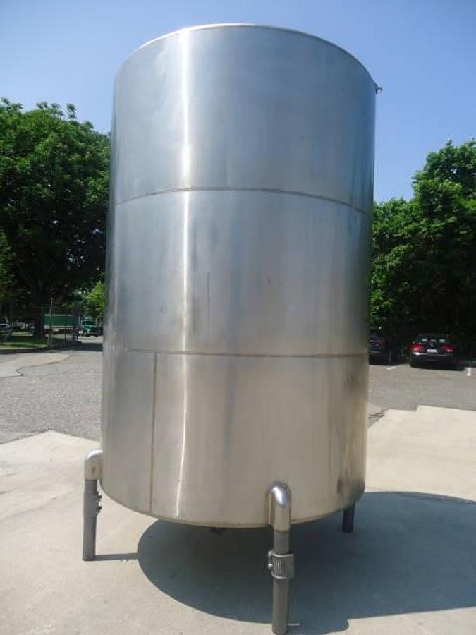 Used 2,000 Gallon stainless steel vertical tank, dished bottom