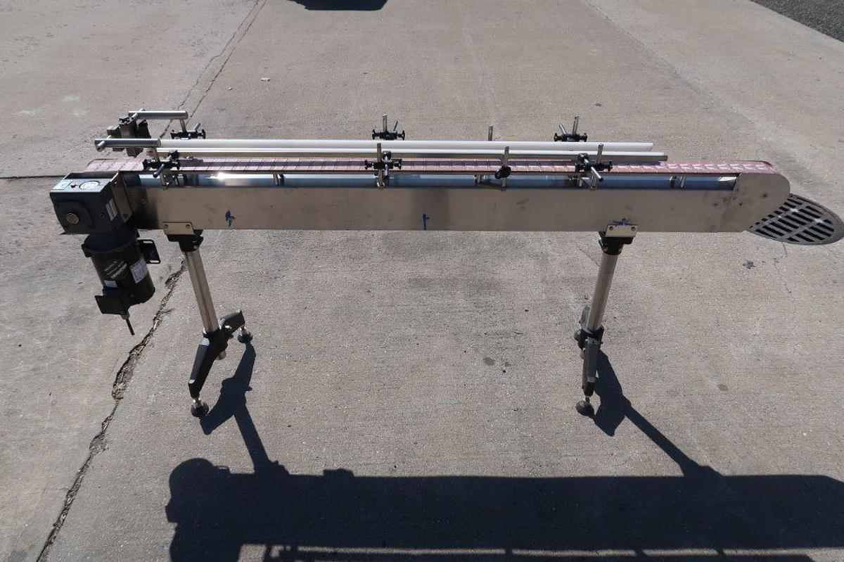 Used 84 In. Long SS Motorized Bottle Conveyor