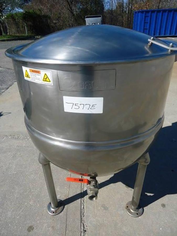 Used 80 Gallon Groen Stainless Steel Jacketed Hemispherical Kettle