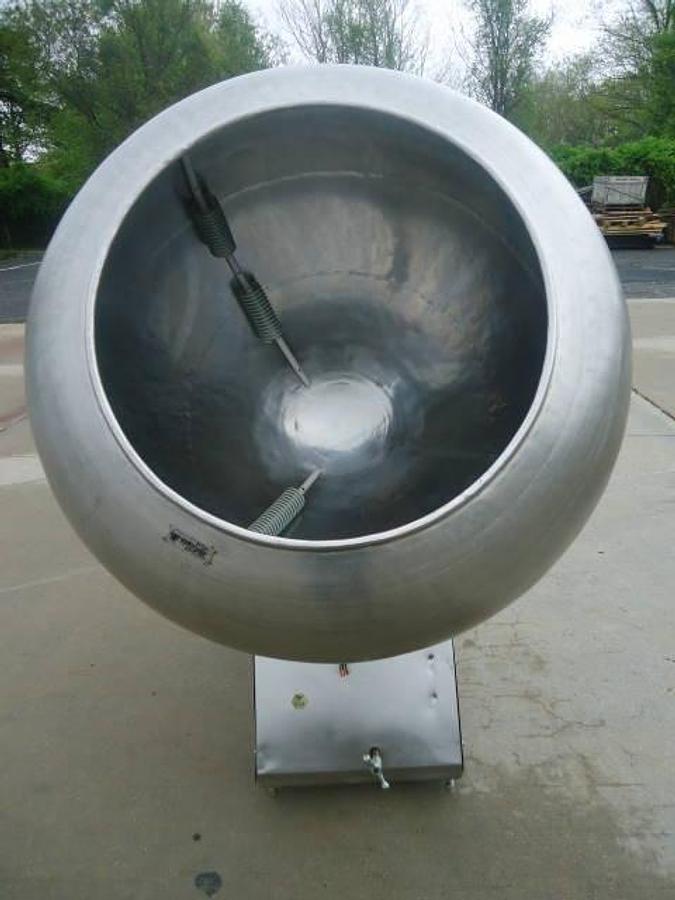 Used 42 In. Burkhard Stainless Steel Coating Pan, Stainless Steel Base