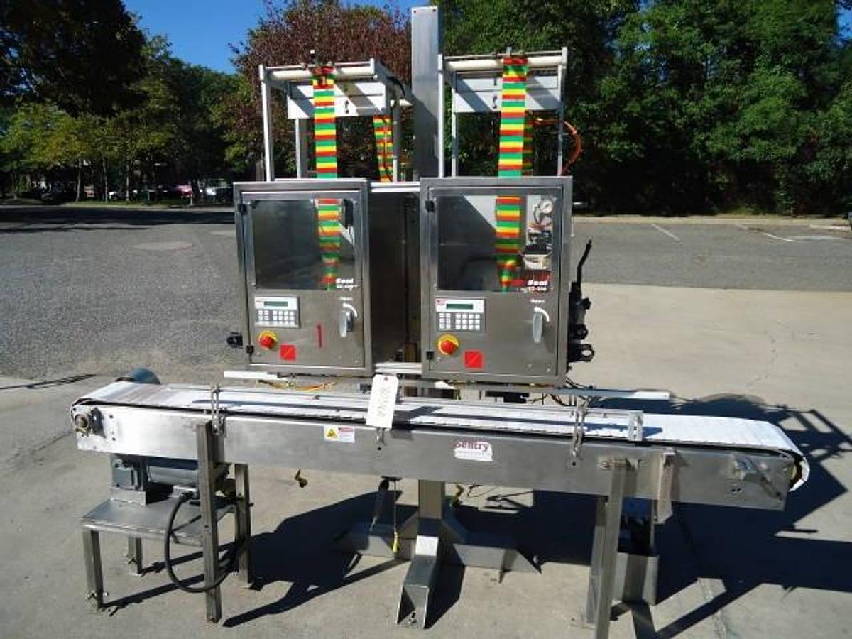Used Axon EZ-2-200 Dual Station Tamper Evident Neck Bander/Sleever