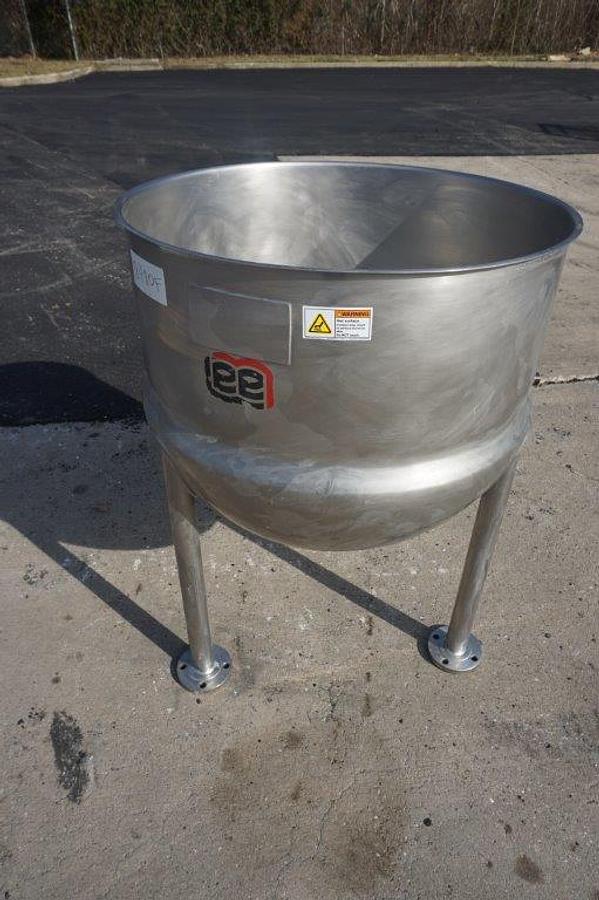 Used 80 Gallon Lee 316 Stainless Steel Hemispherical Kettle, 45 psi Jacket