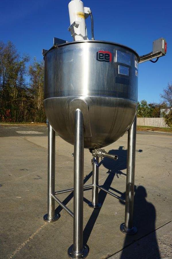 Used 100 Gallon Lee Type 316 SS Hemispherical Kettle, 90 PSI Jacket