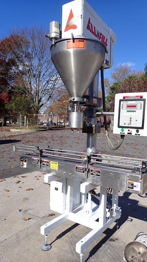 Used All Fill Single Head Automatic Powder Filler, with Conveyor