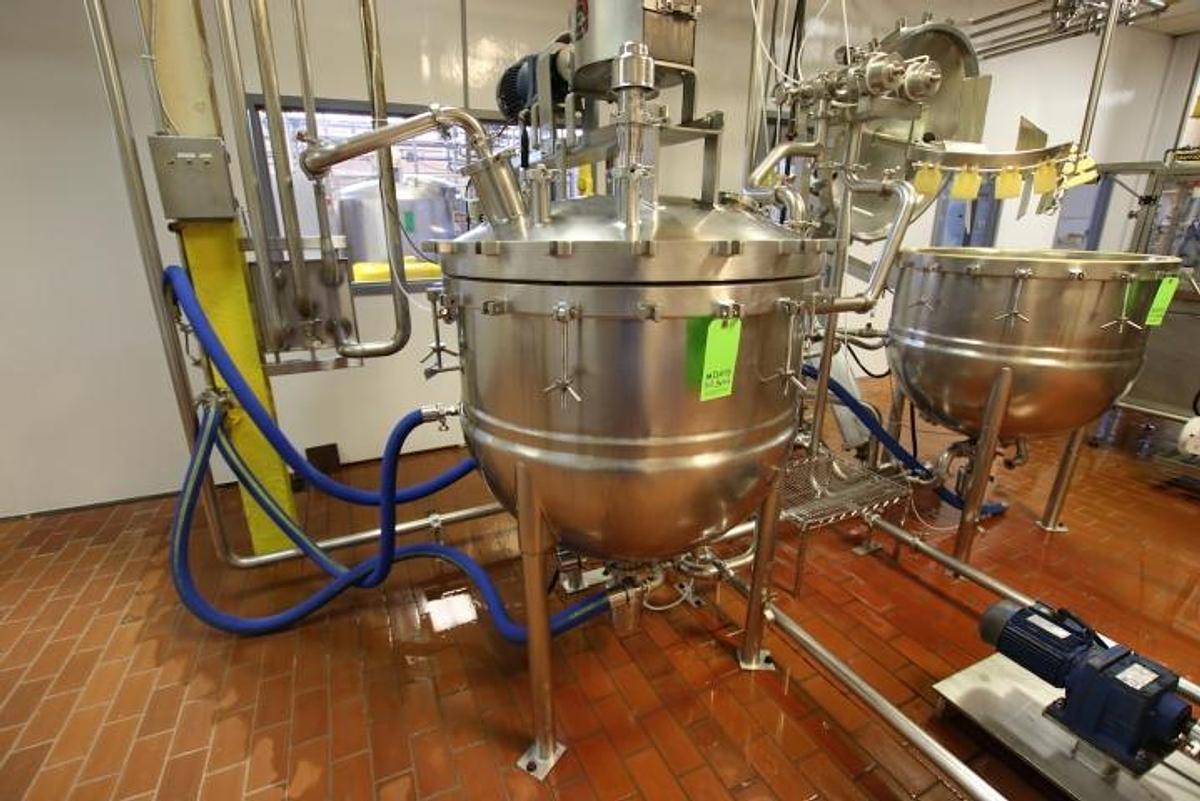 Used 100 Gallon Lee Dual Agitated Vacuum Kettle/Reactor, Tilt Out Agitation