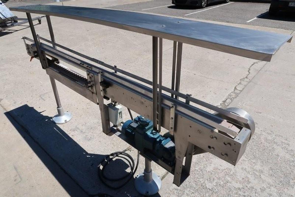 Used Nercon Engineering SS Bottle Conveyor, 3-1/4 In. Wide X 93 In. Long