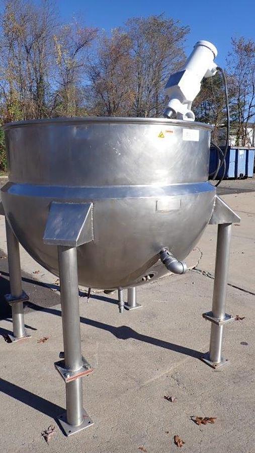 Used 250 Gallon Lee 316 SS Hemispherical Kettle, 90 PSI