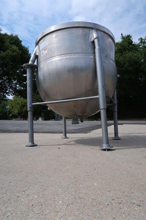 Used 100 Gallon Groen Stainless Hemispherical Kettle, 125 PSI Jacket