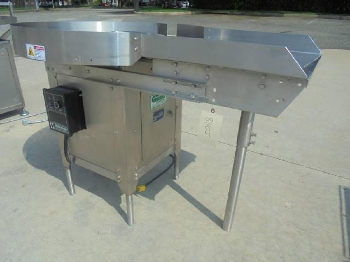 Used 36 In. Garvey Stainless Steel Rotary Unscrambling/Accumulating Table, Variable Speed
