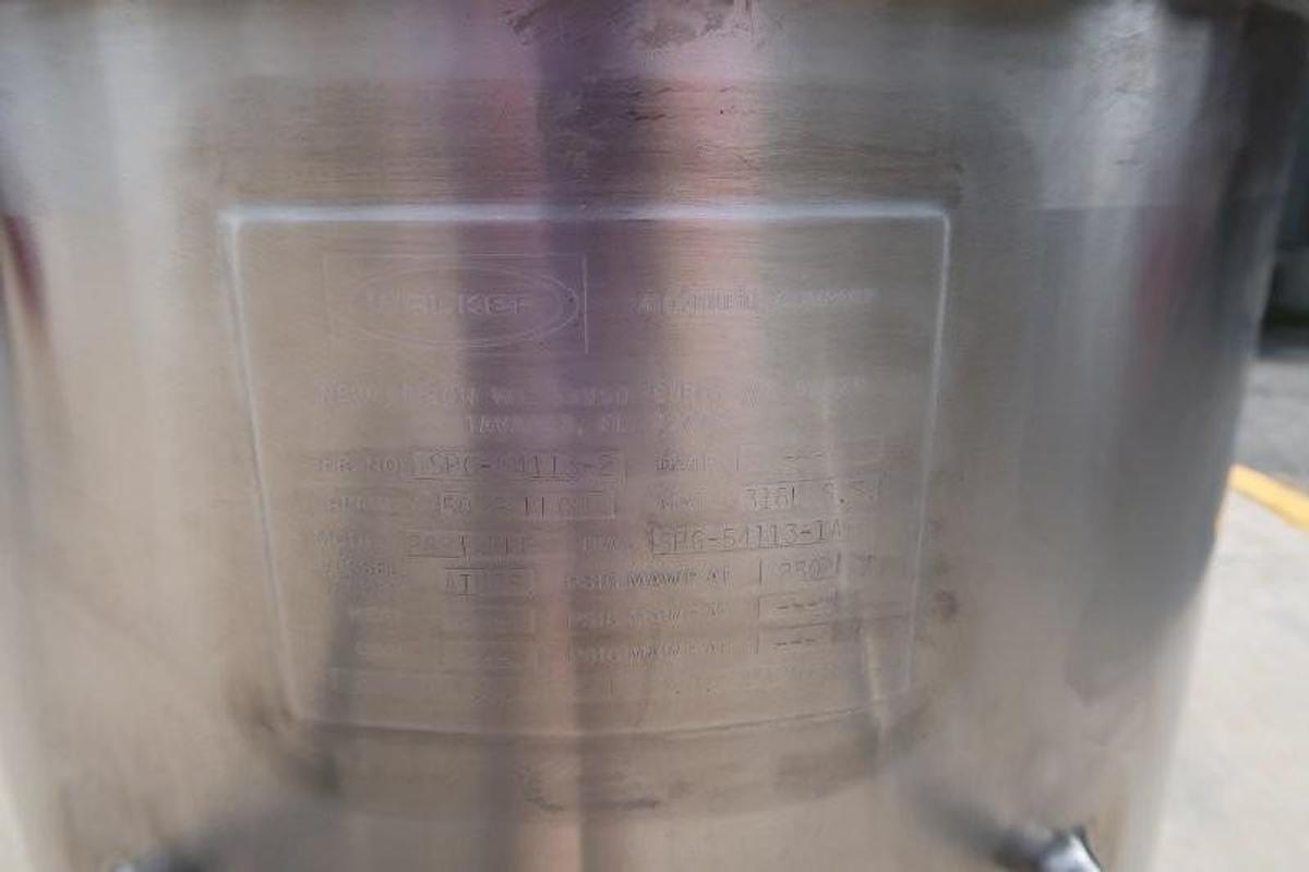 Used Walker 50 Gallon 316L Stainless Steel Jacketed Mix Tank