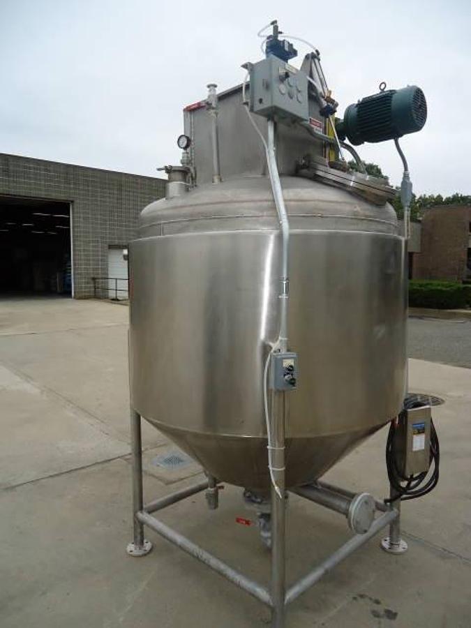 Used 500 Gallon Stainless Steel Scraper Agitated Vacuum Kettle, 100 psi jacket, CE rated