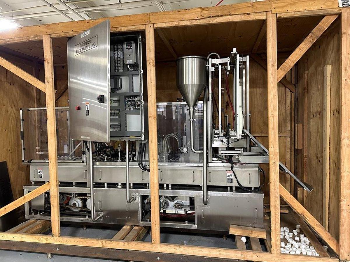Used Modern Packaging 5 Across Cup Filling and Sealing Machine