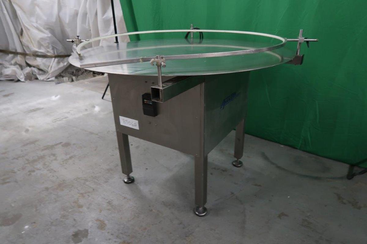 Used 48 In. Diameter Accutek Stainless Rotary Unscrambling/ Accumulating Table, Variable Speed