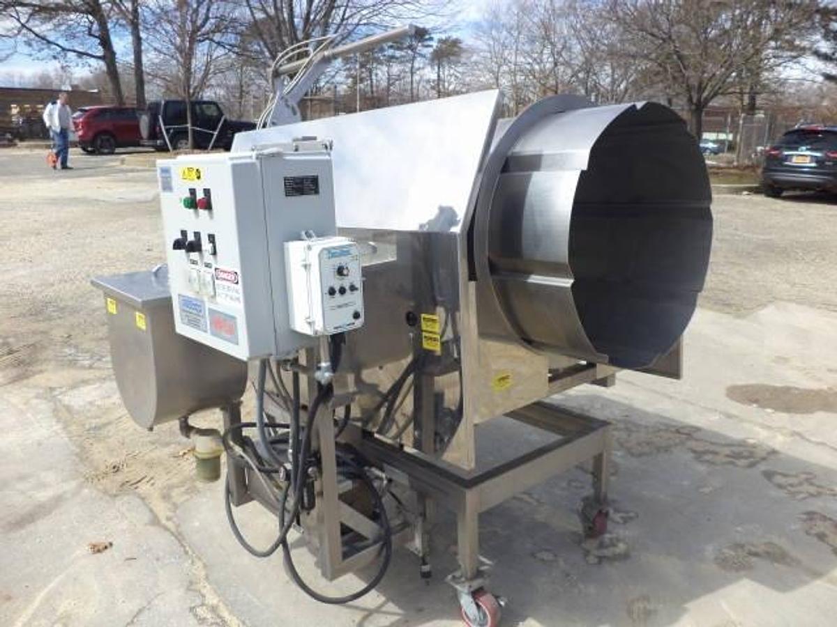 Used Foodesign “Quik-Coat” coating drum/seasoner, all stainless