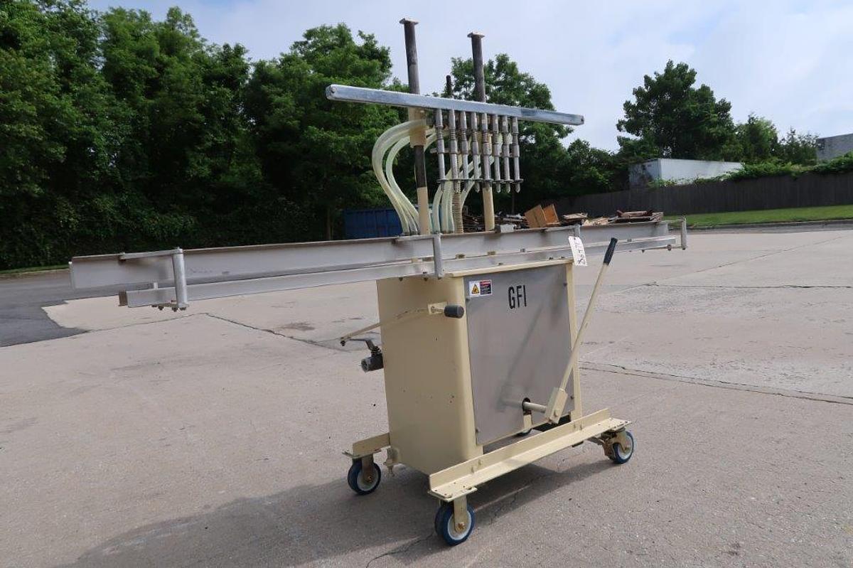 Used 8 Spout Semi-Automatic Liquid Filler, Portable