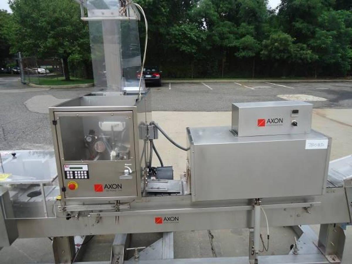 Used Axon Ez-300 Sleever/Bander With Shrink Tunnel