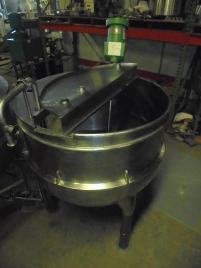 Used 150 Gallon 316 Hamilton Stainless Steel Jacketed Hemispherical Kettle With Lightnin Mixer