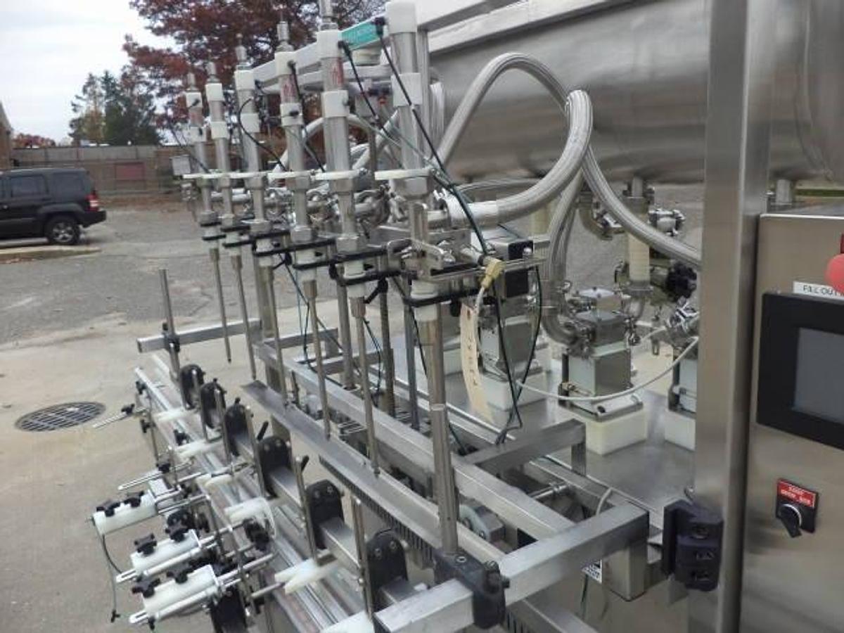 Used Inline Filling Systems Six Spout Servo Positive Displacement Filler