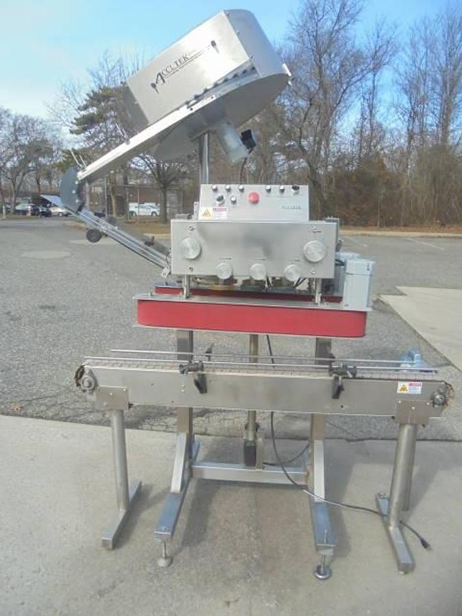 Used Accutek Six Spindle Adjustable Capping Machine, Stainless Steel
